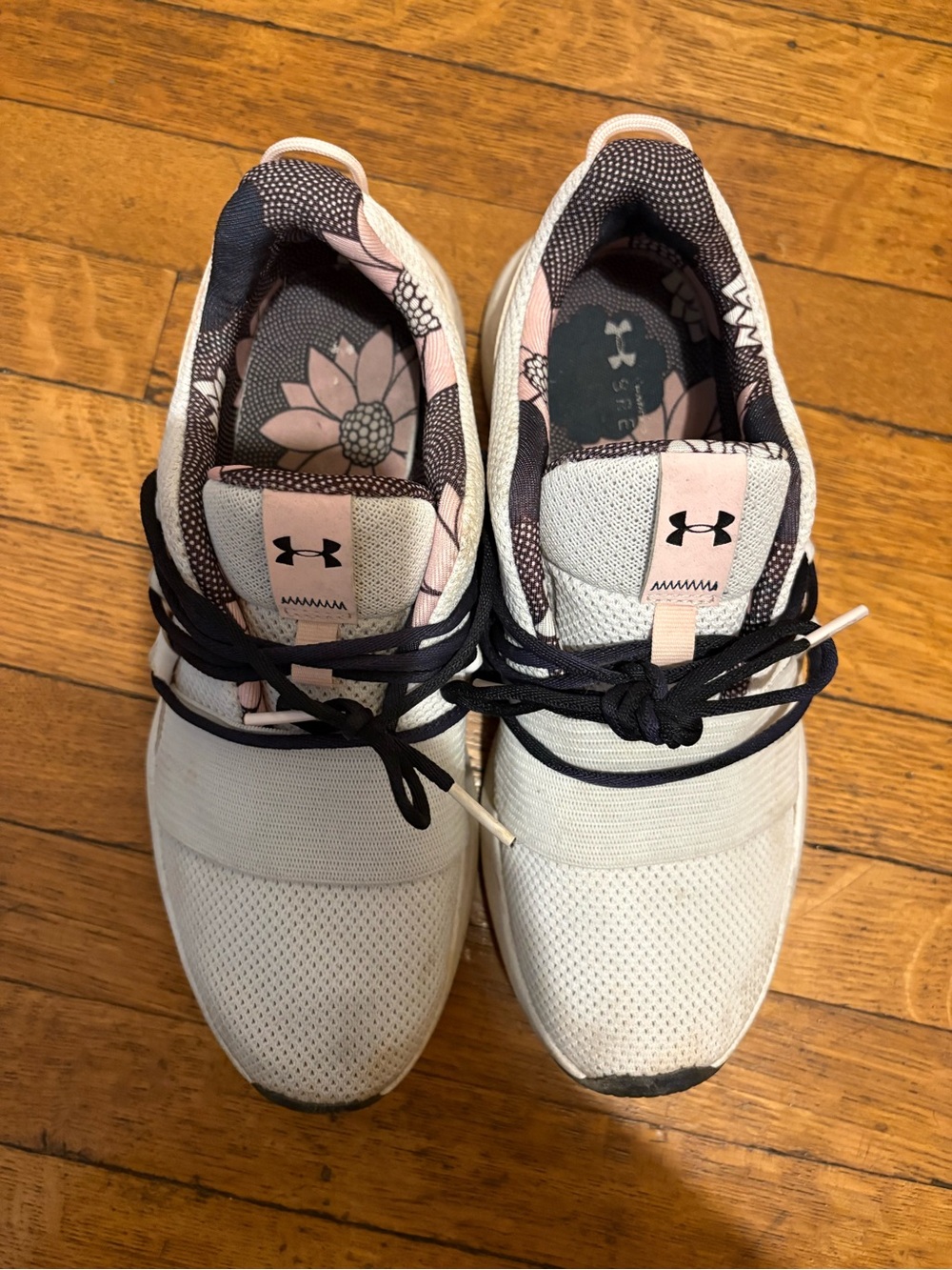 Under Armour Women's White & Light Pink Floral Athletic Shoes
